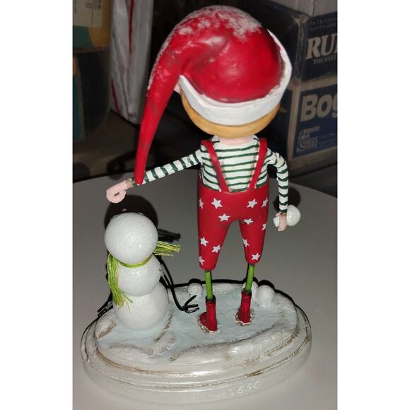 Lori Mitchell Christmas  Boy with Snowman Holiday Collectible ESC Snowy Joey - Picture 2 of 3